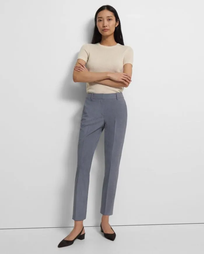 Theory Treeca Pant In Good Wool Indigo Melange Women Pants