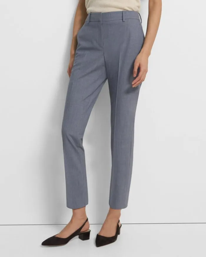 Theory Treeca Pant In Good Wool Indigo Melange Women Pants