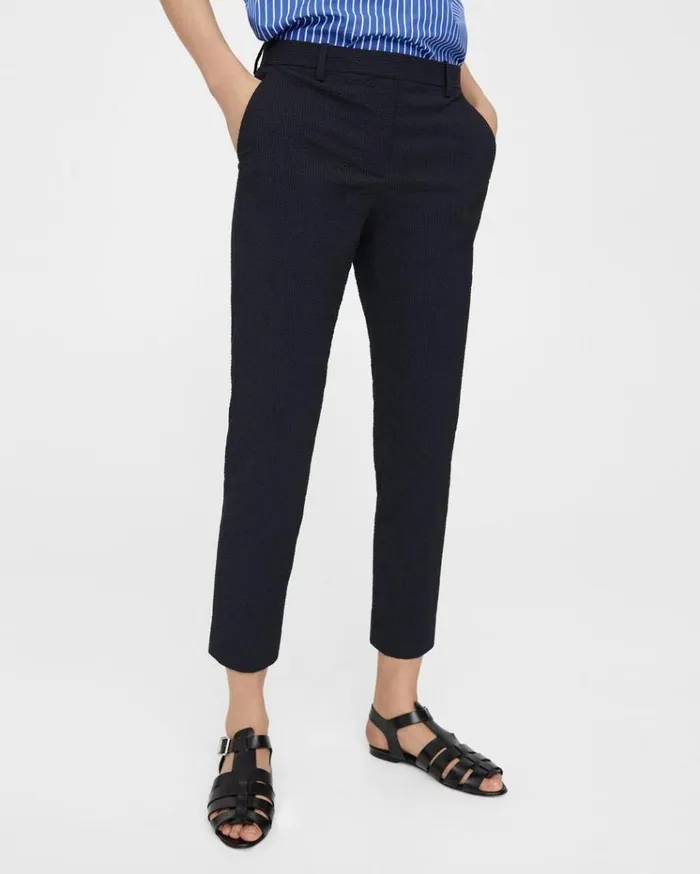 Theory Treeca Pant In Seersucker Navy Women Pants Theory Treeca Pant In Seersucker Navy Women Pants