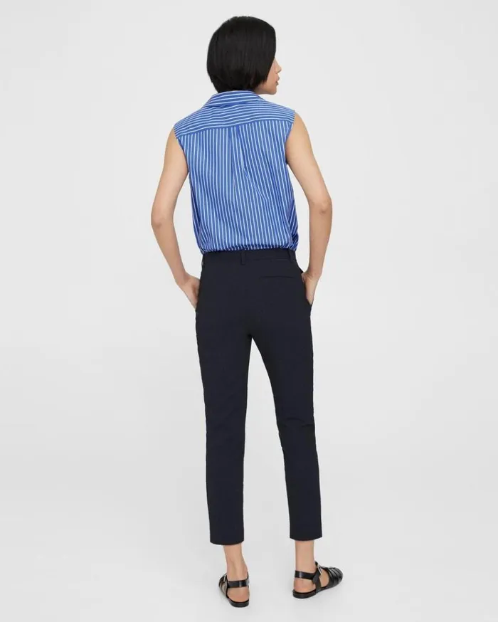 Theory Treeca Pant In Seersucker Navy Women Pants Theory Treeca Pant In Seersucker Navy Women Pants