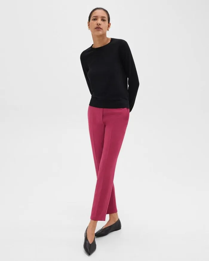 Theory Treeca PullOn Pant In Admiral Crepe Deep Rose Women Pants