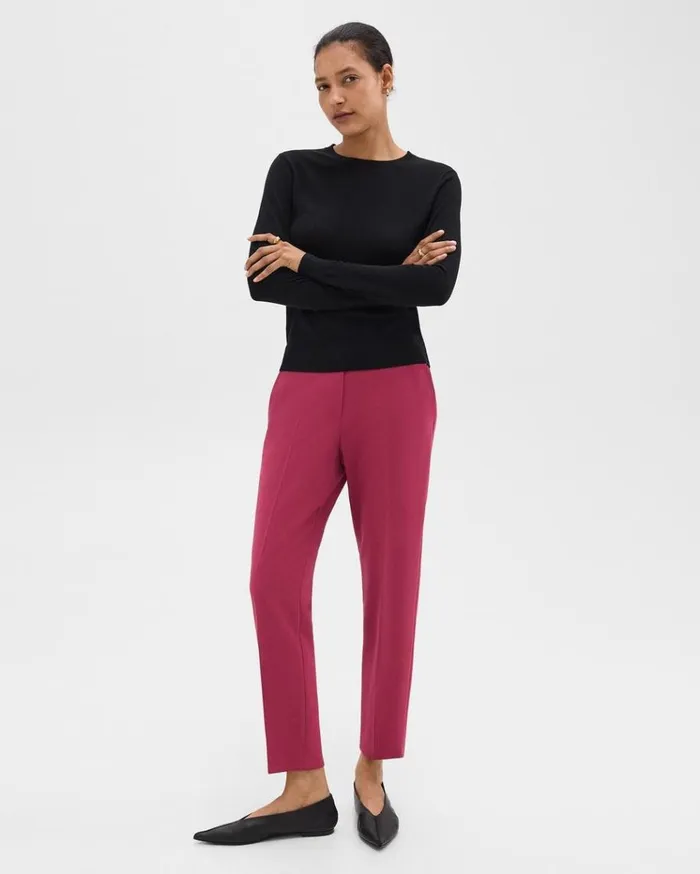 Theory Treeca PullOn Pant In Admiral Crepe Deep Rose Women Pants