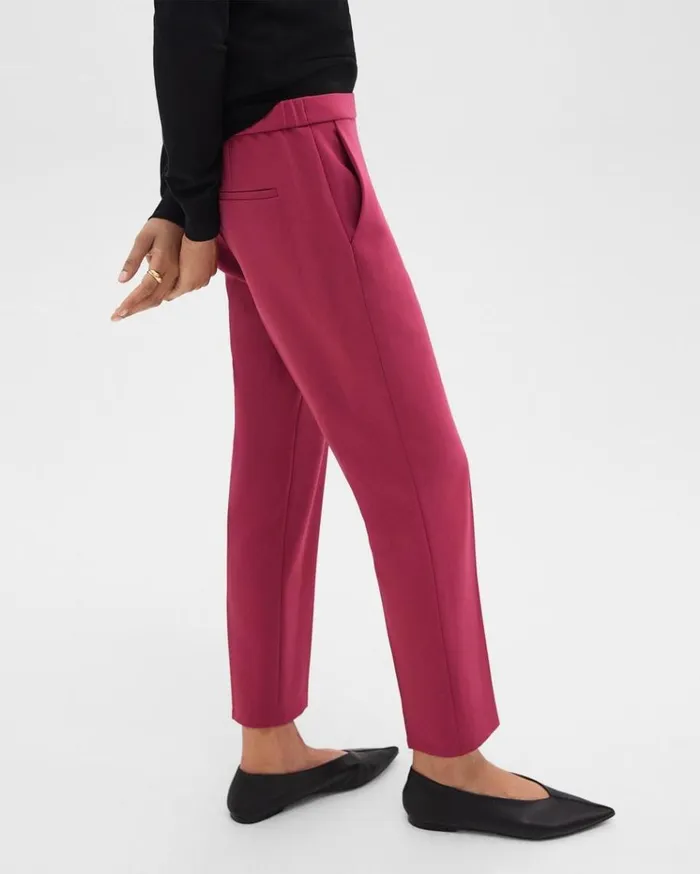 Theory Treeca PullOn Pant In Admiral Crepe Deep Rose Women Pants