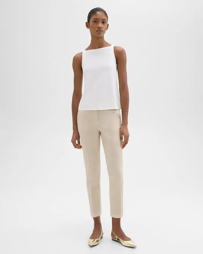 Theory Treeca PullOn Pant In Good Linen Straw Women Pants