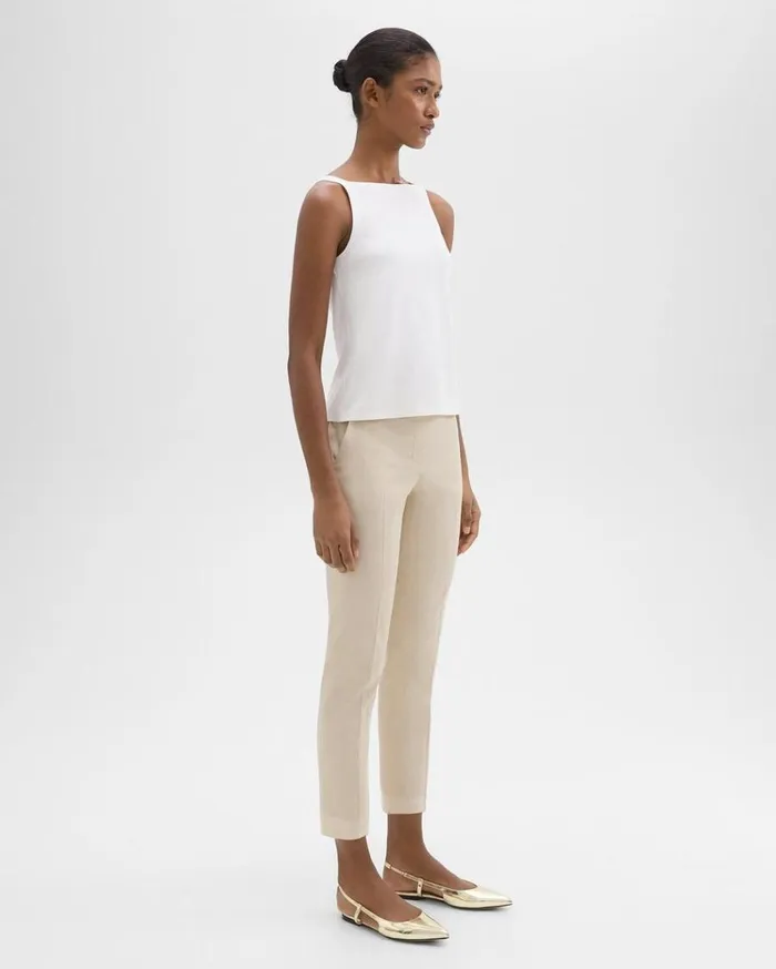 Theory Treeca PullOn Pant In Good Linen Straw Women Pants