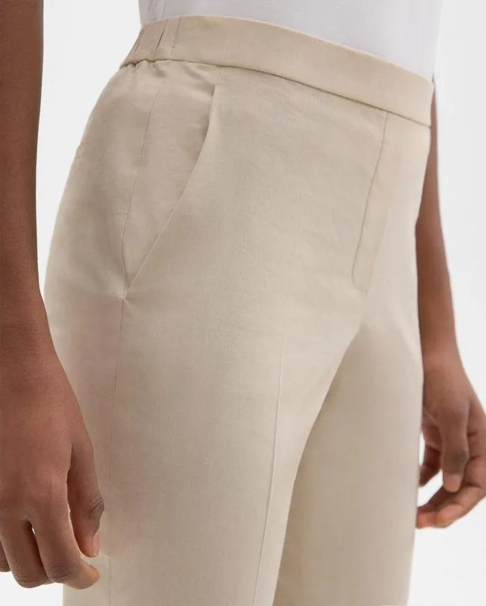 Theory Treeca PullOn Pant In Good Linen Straw Women Pants