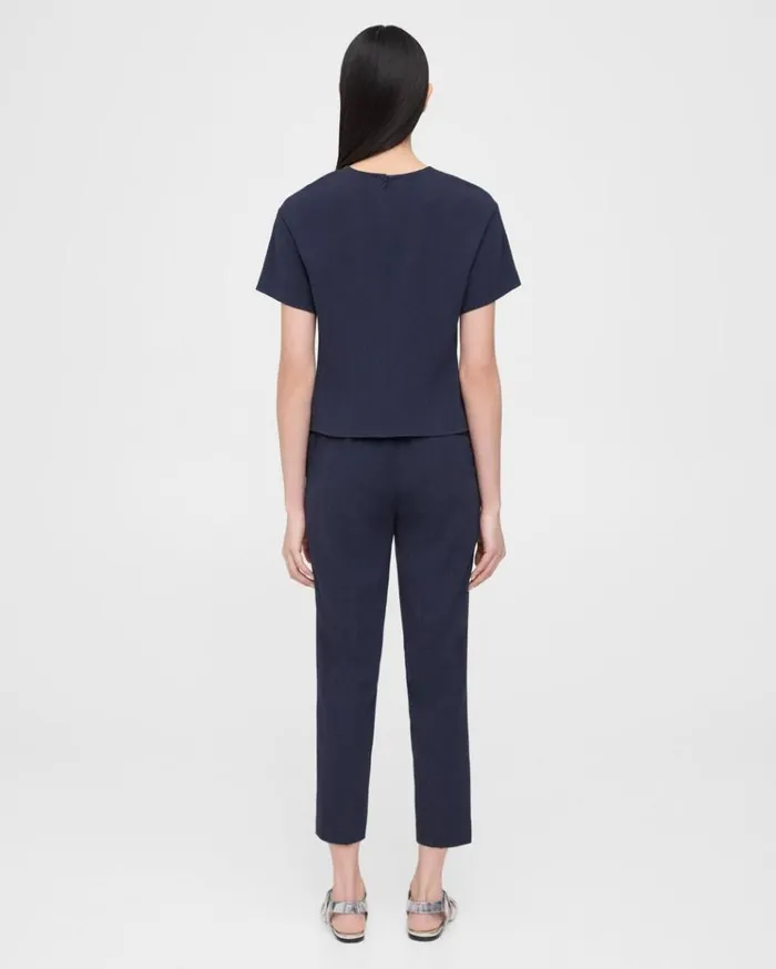 Theory Treeca PullOn Pant In Striped Admiral Crepe Nocturne Navy Women Pants
