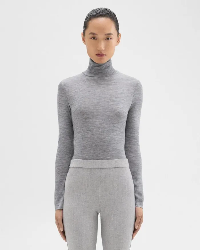 Theory Turtleneck Tee In Mlange Wool Jersey Grey Melange Women TShirts Tank Tops Theory Turtleneck Tee In Mlange Wool Jersey Grey Melange Women TShirts Tank Tops