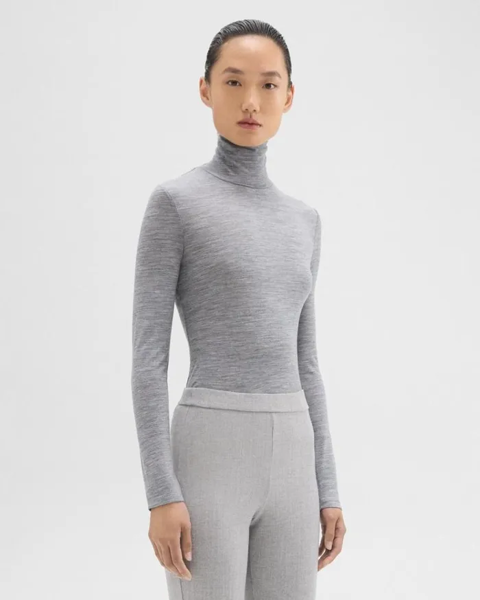 Theory Turtleneck Tee In Mlange Wool Jersey Grey Melange Women TShirts Tank Tops Theory Turtleneck Tee In Mlange Wool Jersey Grey Melange Women TShirts Tank Tops
