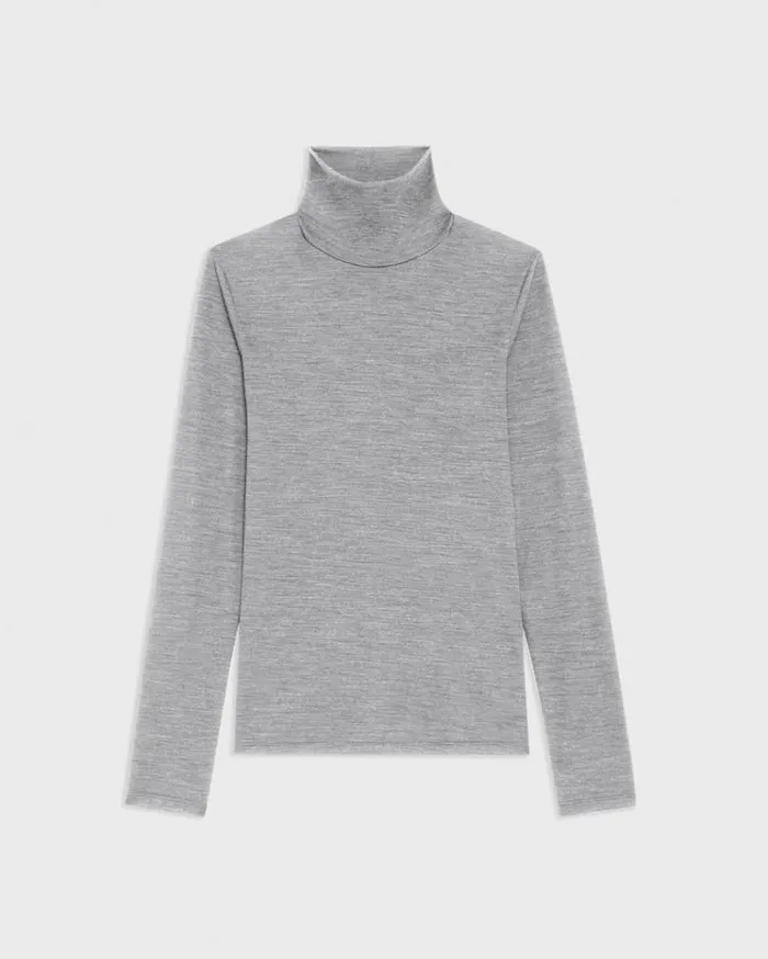 Theory Turtleneck Tee In Mlange Wool Jersey Grey Melange Women TShirts Tank Tops Theory Turtleneck Tee In Mlange Wool Jersey Grey Melange Women TShirts Tank Tops