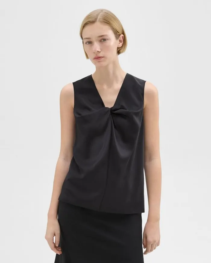 Theory Twisted Sleeveless Top Black Women Tops