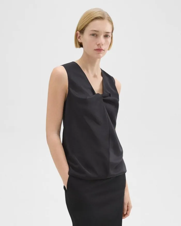 Theory Twisted Sleeveless Top Black Women Tops
