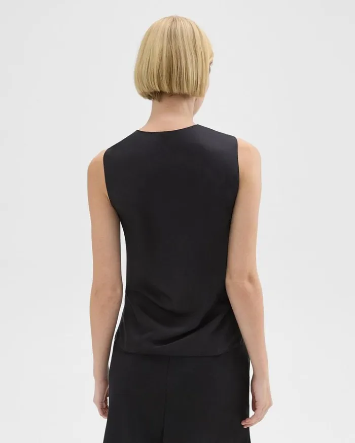 Theory Twisted Sleeveless Top Black Women Tops