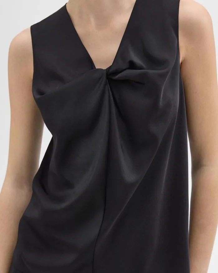 Theory Twisted Sleeveless Top Black Women Tops