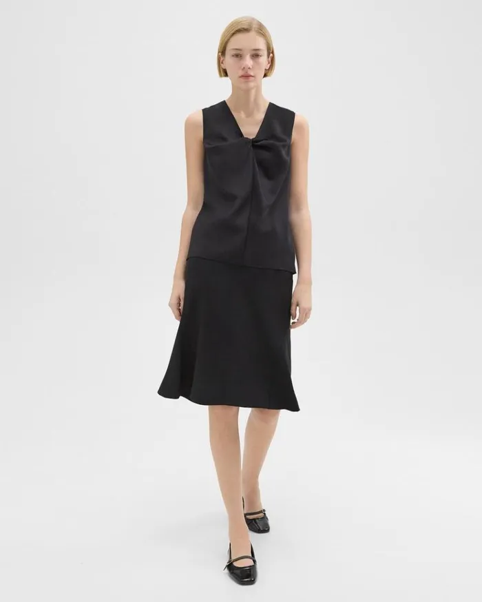 Theory Twisted Sleeveless Top Black Women Tops