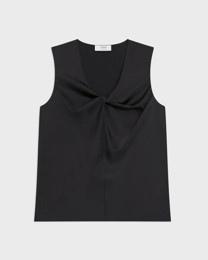Theory Twisted Sleeveless Top Black Women Tops