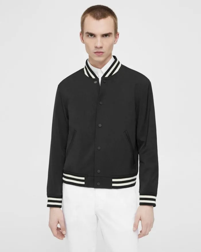 Theory Varsity Jacket In Neoteric Black Men Blazers Jackets