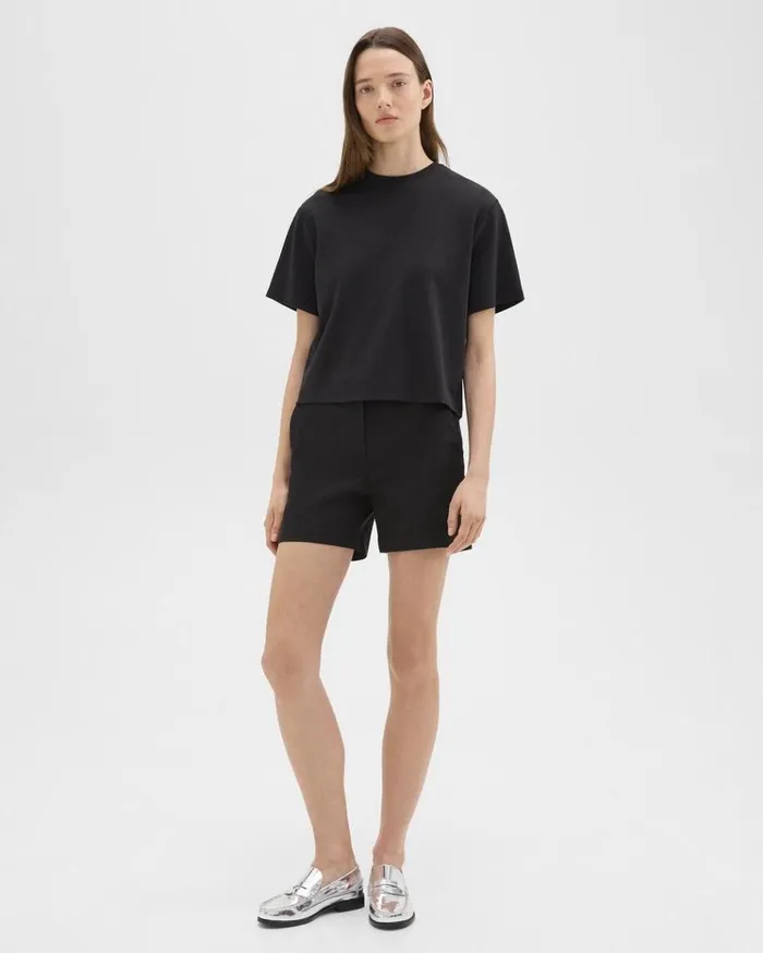 Theory Waist Tab Short In Good Linen Black Women Pants