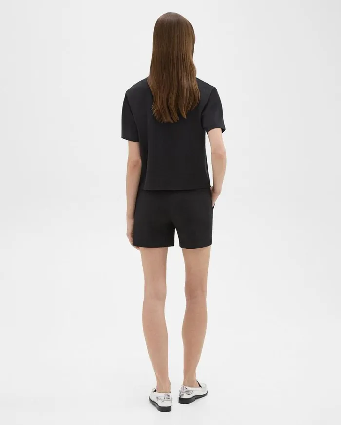 Theory Waist Tab Short In Good Linen Black Women Pants