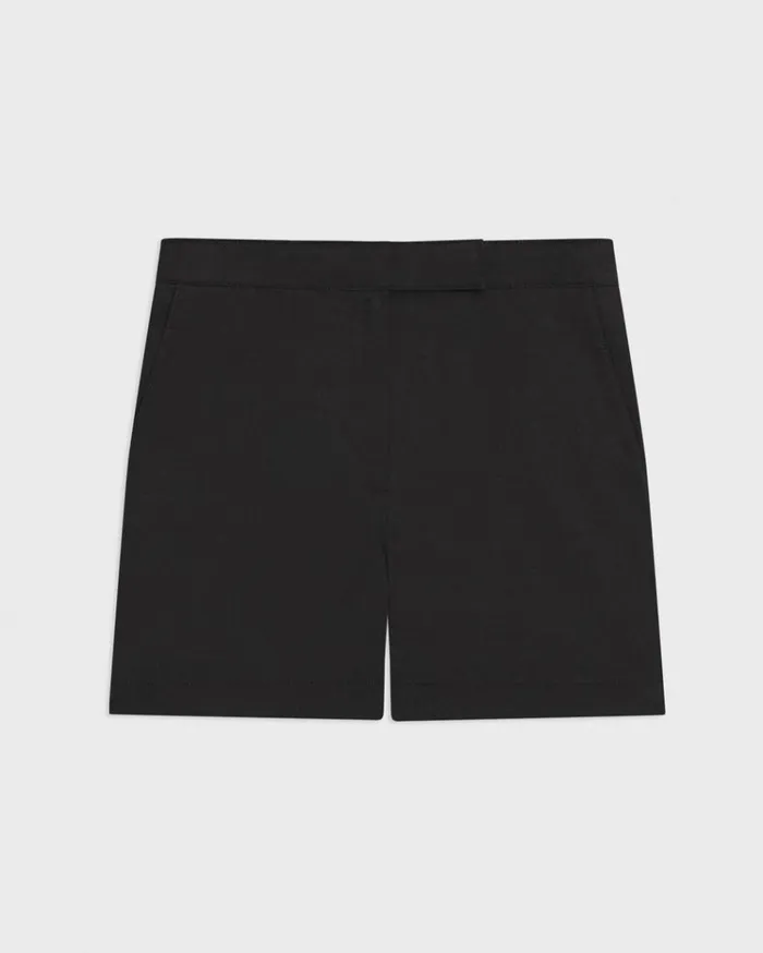 Theory Waist Tab Short In Good Linen Black Women Pants