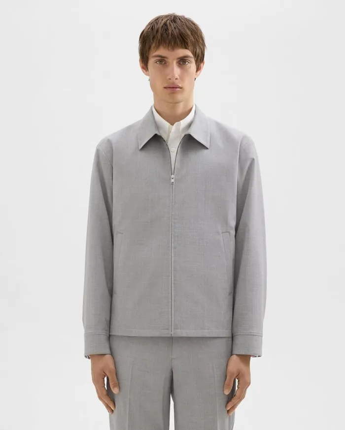 Theory Zip Jacket In Stretch Wool Vapor Melange Men Outerwear
