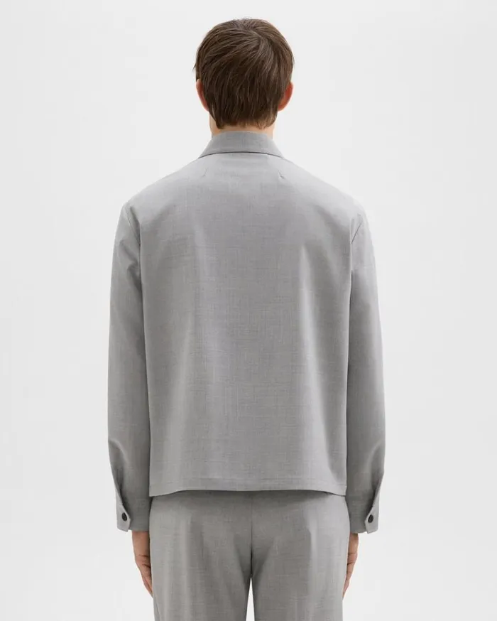 Theory Zip Jacket In Stretch Wool Vapor Melange Men Outerwear Theory Zip Jacket In Stretch Wool Vapor Melange Men Outerwear