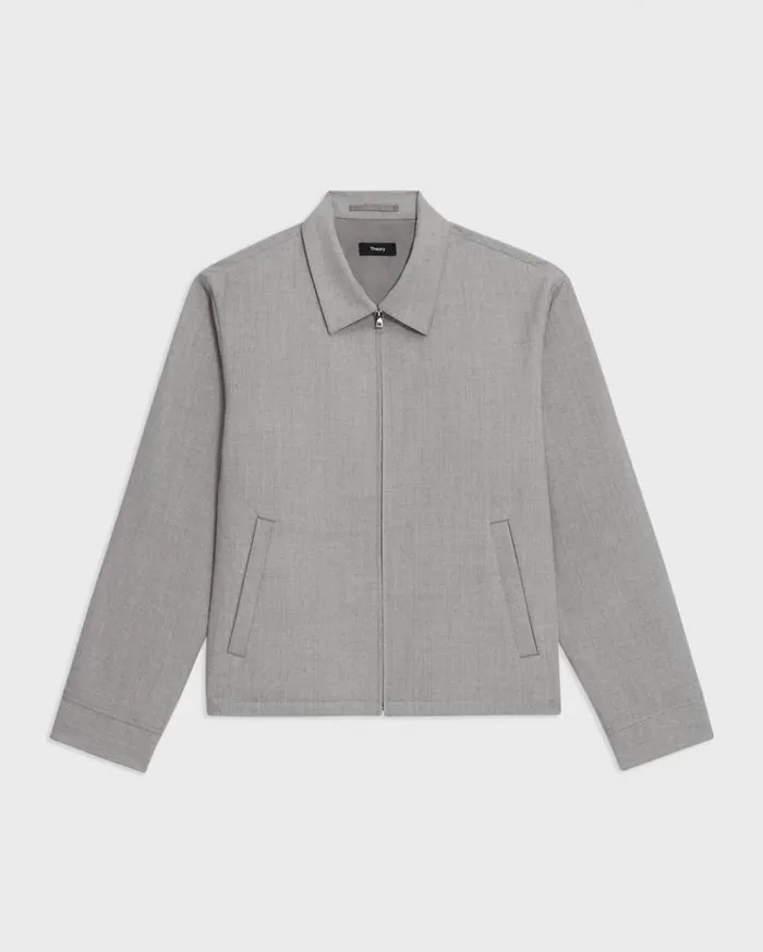 Theory Zip Jacket In Stretch Wool Vapor Melange Men Outerwear Theory Zip Jacket In Stretch Wool Vapor Melange Men Outerwear