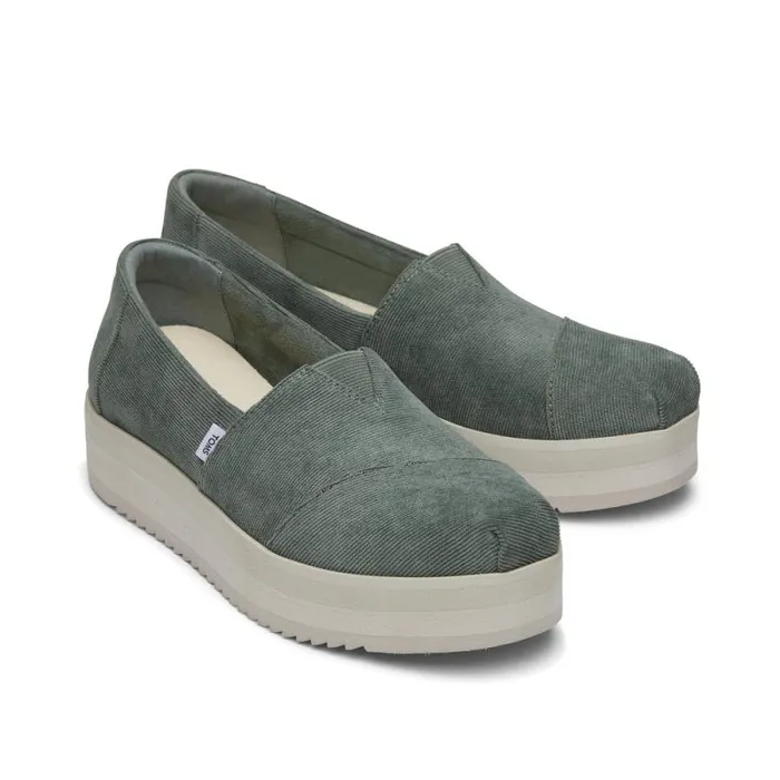 Toms Alpargatas Alpargata Midform Espadrille Green Corduroy 8211 Women