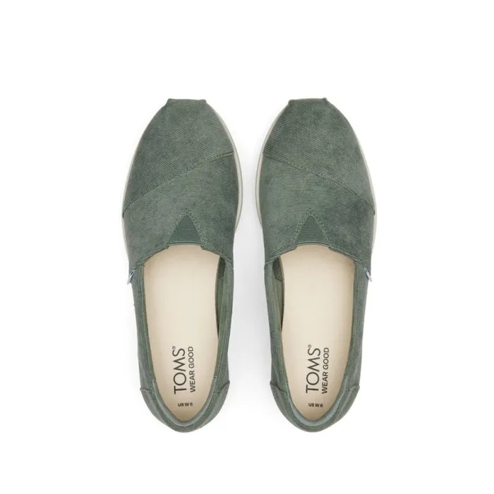 Toms Alpargatas Alpargata Midform Espadrille Green Corduroy 8211 Women