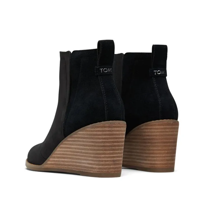 Toms Boots and Booties Clare Wedge Boot Black Leather 8211 Women Toms Boots and Booties Clare Wedge Boot Black Leather 8211 Women