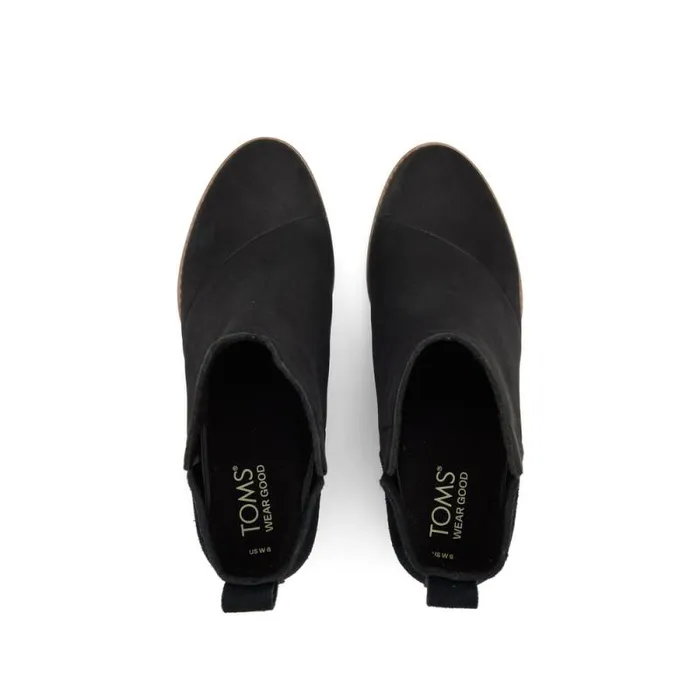 Toms Boots and Booties Clare Wedge Boot Black Leather 8211 Women Toms Boots and Booties Clare Wedge Boot Black Leather 8211 Women