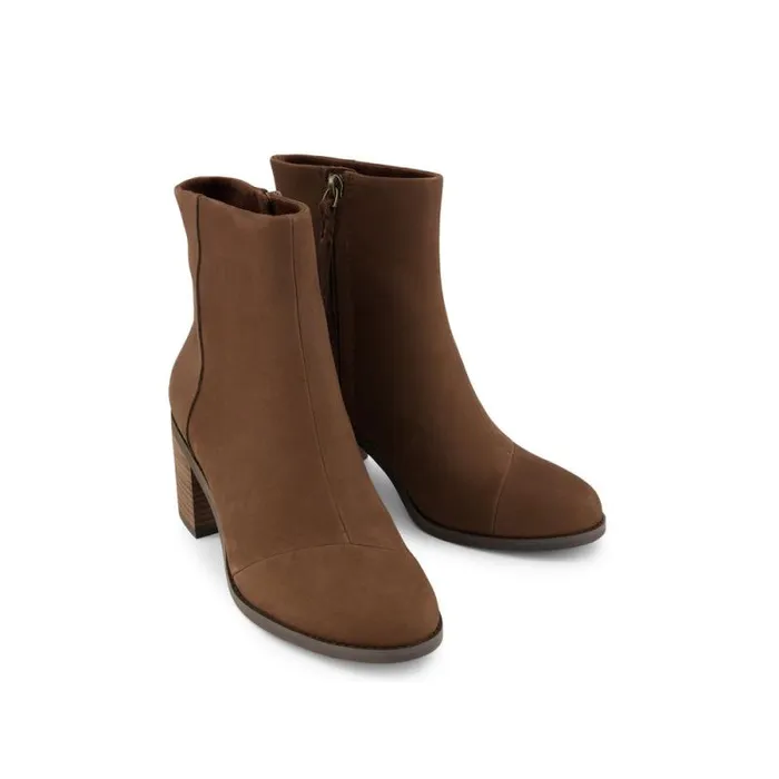 Toms Boots and Booties Evelyn Heeled Boot Oak Brown Leather 8211 Women