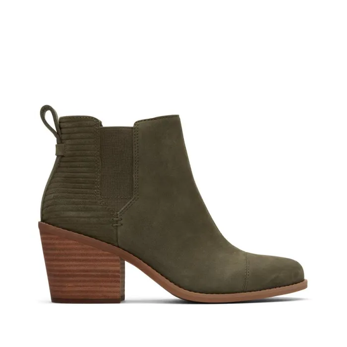 Toms Boots and Booties Everly Heeled Boot Olive Nubuck 8211 Women
