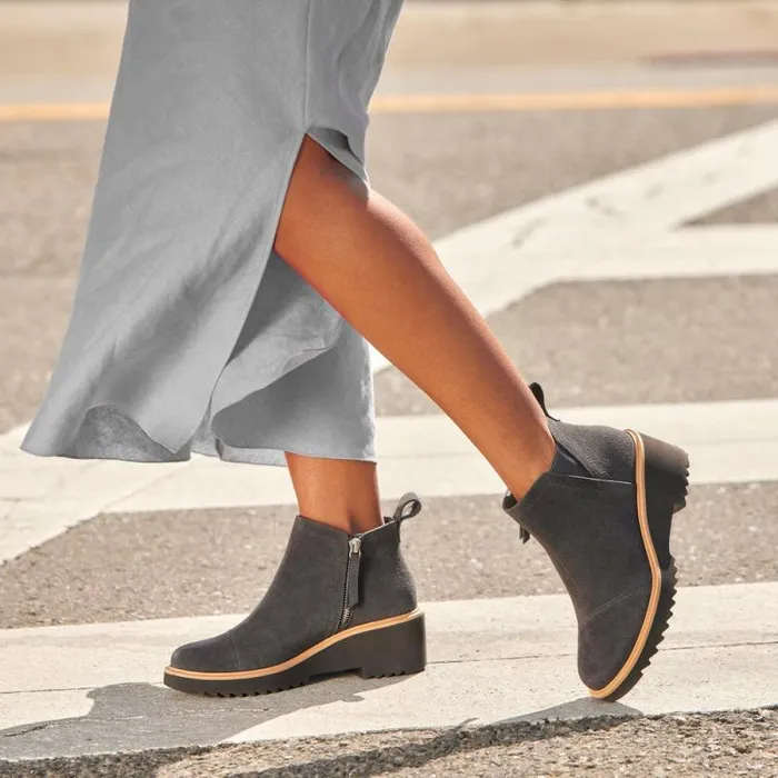 Toms Boots and Booties Maude Wedge Boot Forged Iron Suede 8211 Women