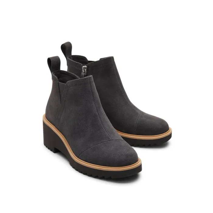 Toms Boots and Booties Maude Wedge Boot Forged Iron Suede 8211 Women