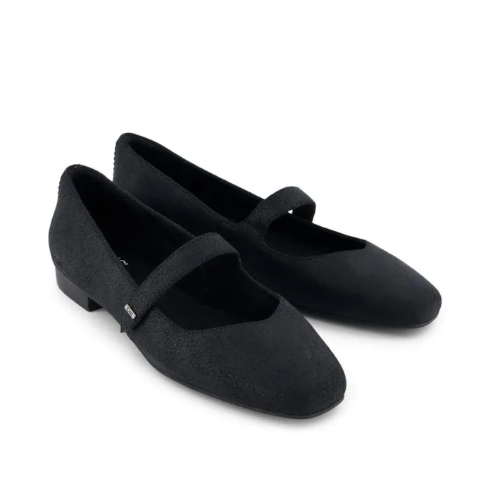 Toms Flats and Loafers Bianca Flat Black Metallic Suede 8211 Women Toms Flats and Loafers Bianca Flat Black Metallic Suede 8211 Women