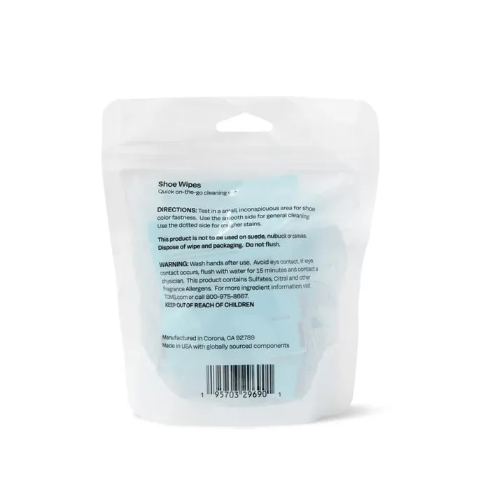 Toms Shoe Care TOMS Shoe Cleaning Wipes 8 Pack White 8211 Gear