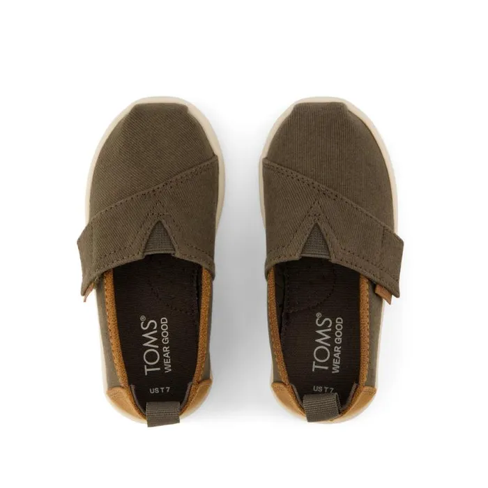 Toms TOMS Classics Alpargata Toddler Shoe Canteen Green Vintage Twill 8211 KidsWomen Toms TOMS Classics Alpargata Toddler Shoe Canteen Green Vintage Twill 8211 KidsWomen