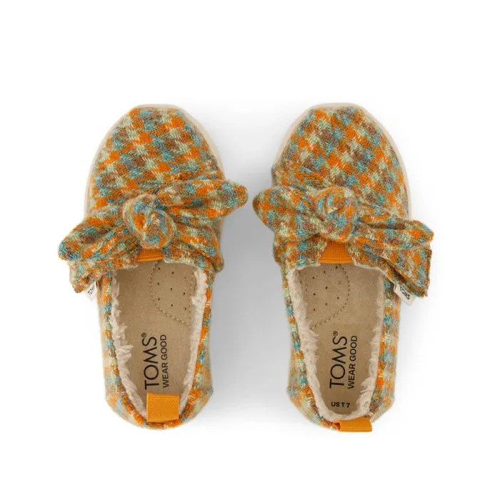 Toms TOMS Classics Alpargata Toddler Shoe Multi Cozy Houndstooth With Bow 8211 KidsWomen