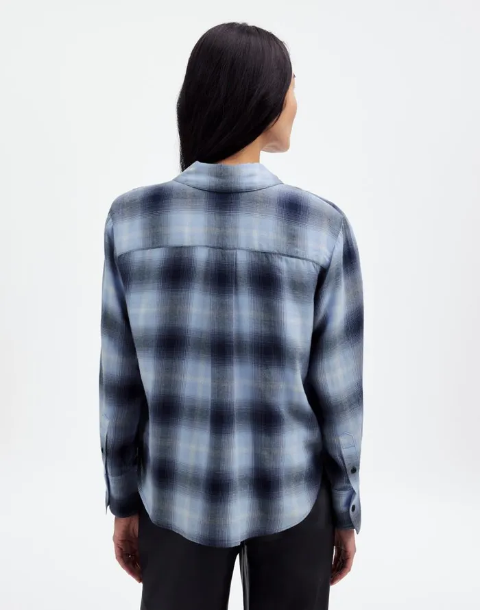 Tops and Shirts Women Madewell Easy YNeck ButtonUp Shirt Deep Indigo