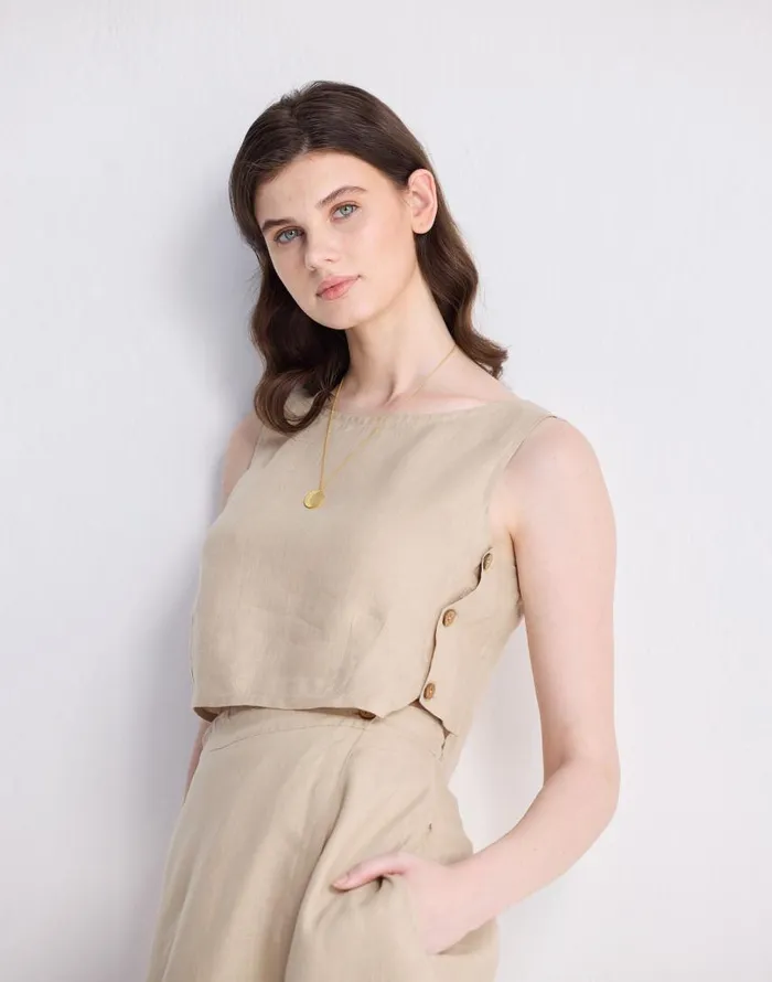Tops and Shirts Women Madewell Reistor Boxy 100 Hemp Crop Top In Neutral Beige Beige