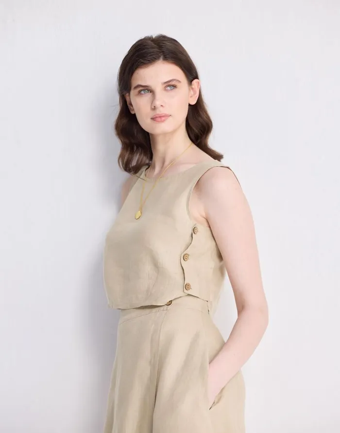 Tops and Shirts Women Madewell Reistor Boxy 100 Hemp Crop Top In Neutral Beige Beige