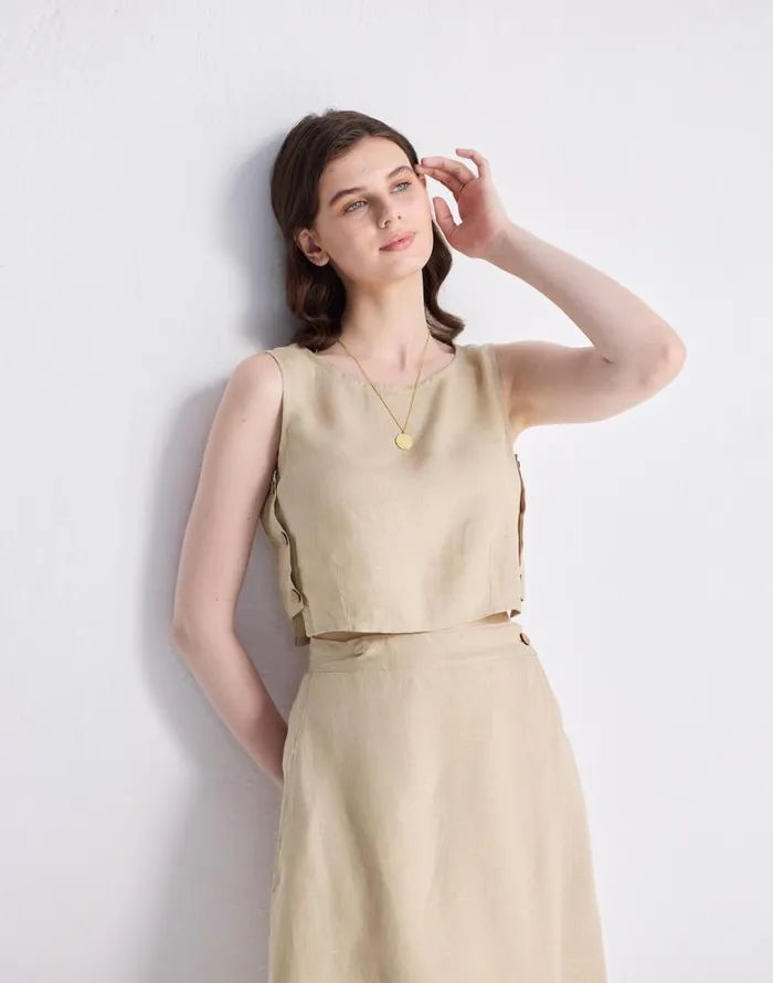 Tops and Shirts Women Madewell Reistor Boxy 100 Hemp Crop Top In Neutral Beige Beige