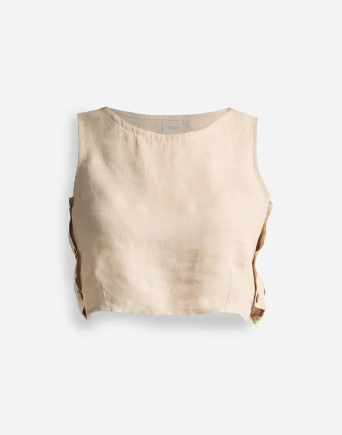 Tops and Shirts Women Madewell Reistor Boxy 100 Hemp Crop Top In Neutral Beige Beige