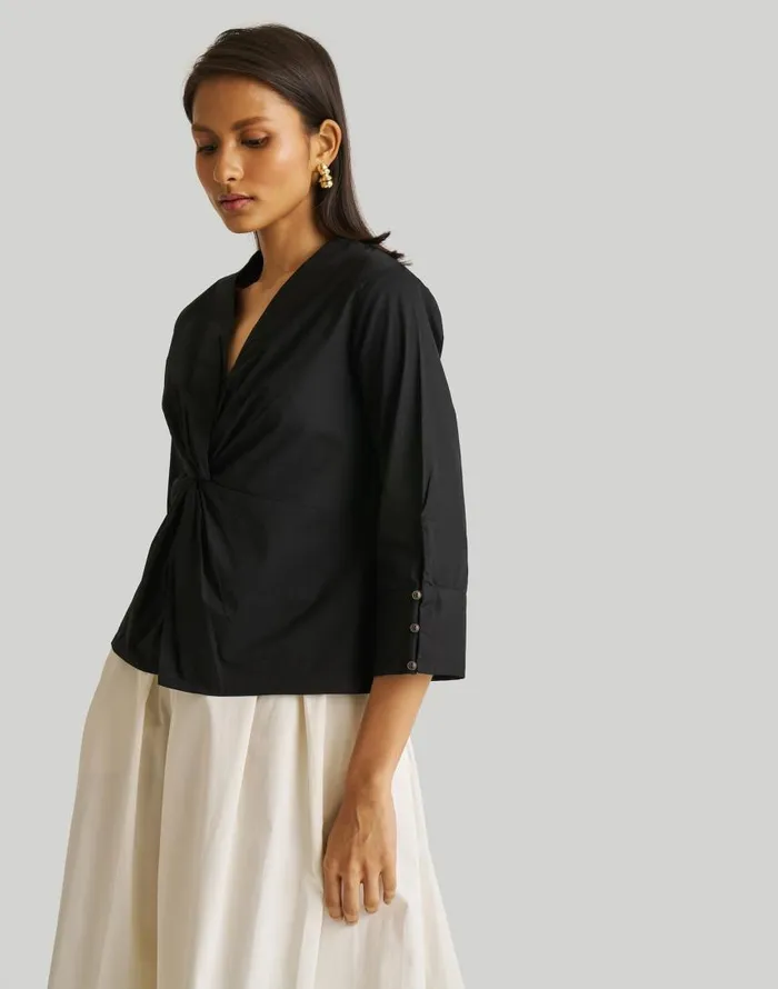 Tops and Shirts Women Madewell Reistor Front Twist Top Black