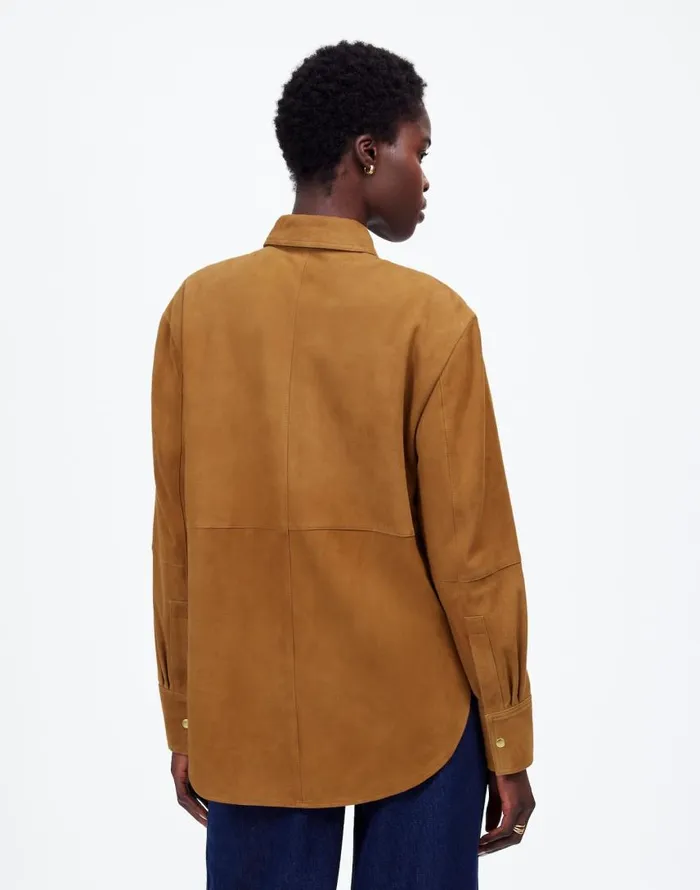 Tops and Shirts Women Madewell StraightHem ButtonUp Shirt In Suede Leather Suede