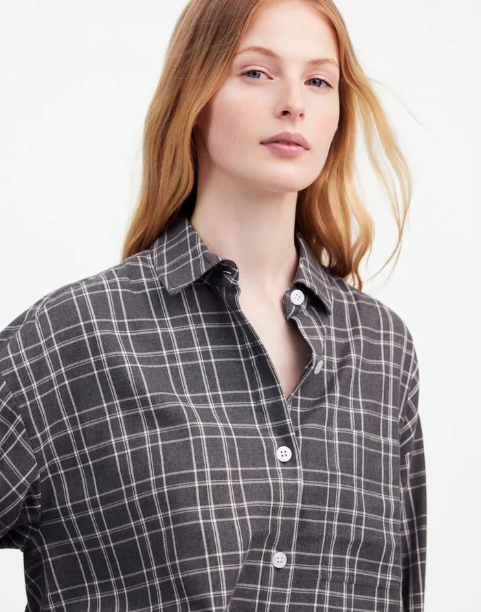 Tops and Shirts Women Madewell StraightHem Shirt Hthr Medium Grey