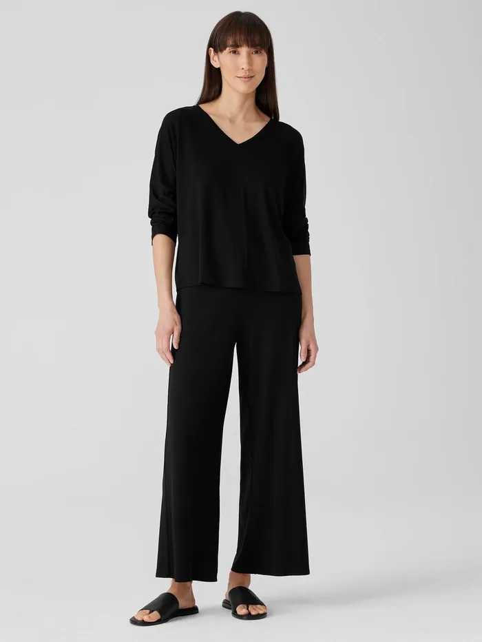 Tops and Tees Women Eileen Fisher Fine Jersey DolmanSleeve Top Black