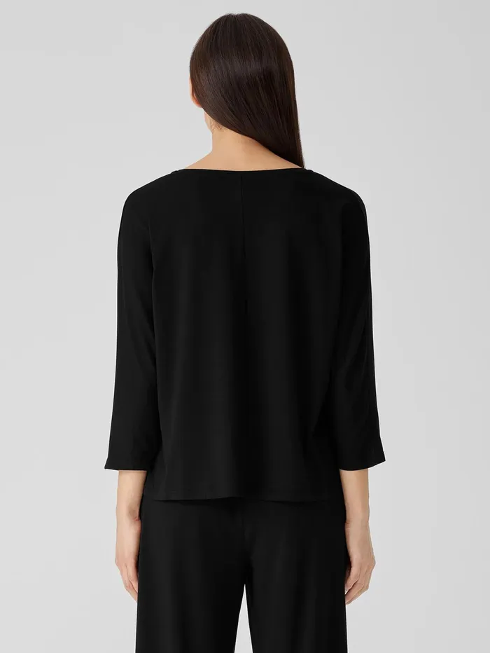 Tops and Tees Women Eileen Fisher Fine Jersey DolmanSleeve Top Black