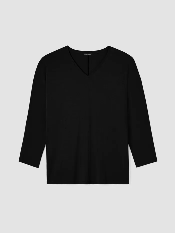 Tops and Tees Women Eileen Fisher Fine Jersey DolmanSleeve Top Black